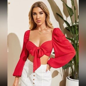 SHEIN tie front crop top
